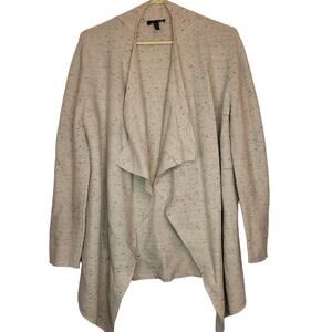 Eileen Fisher cream speckled organic cotton wool open front cardigan Size medium